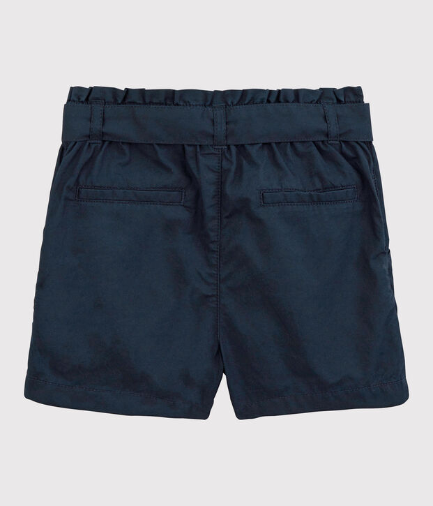Short nou&eacute; en serge de coton enfant fille bleu marine