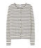 Cardigan femme rayé milleraies beige COQUILLE/bleu SMOKING