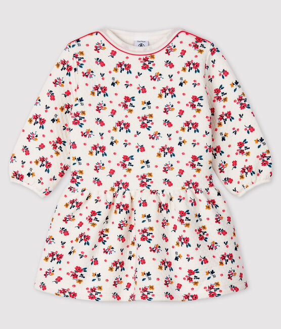Robe manches longues bébé fille blanc MARSHMALLOW/blanc MULTICO
