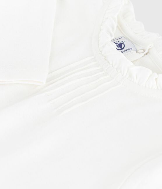 Tee-shirt enfant manches longues en coton uni blanc MARSHMALLOW