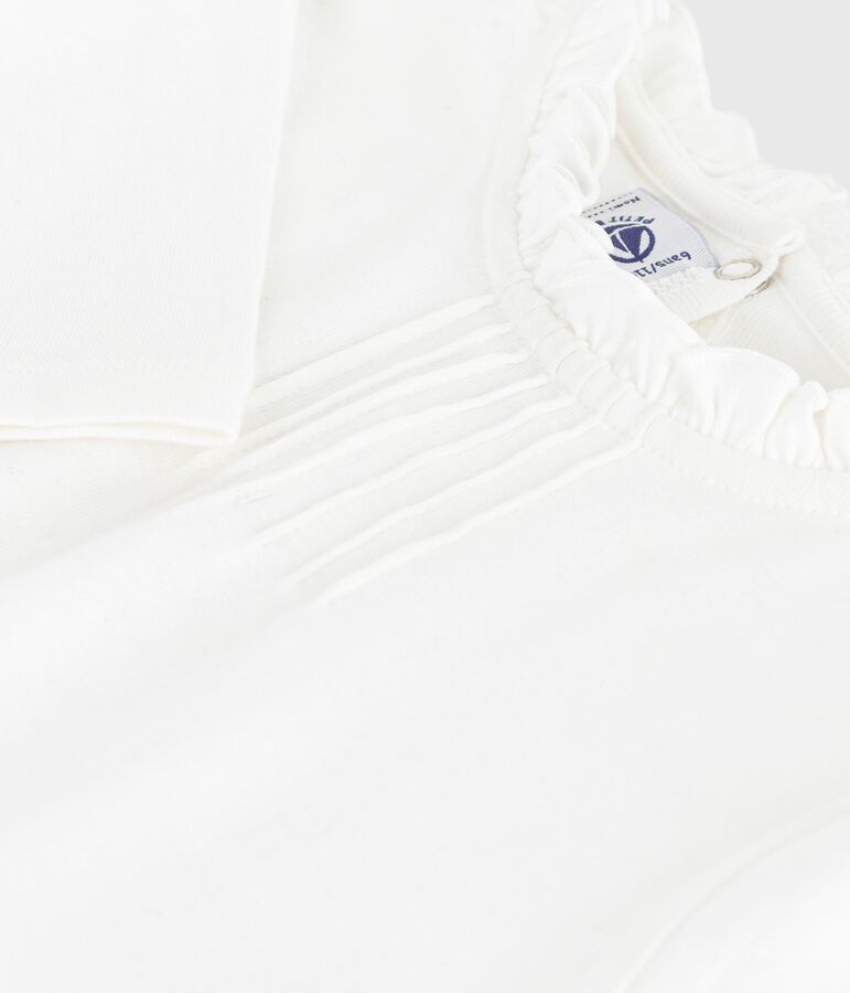 Tee-shirt enfant manches longues en coton uni blanc MARSHMALLOW