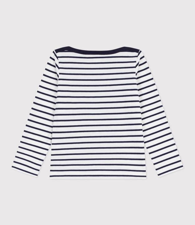 Marini&egrave;re iconique enfant en coton &agrave; rayures blanc/bleu