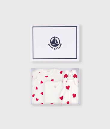 Coffret cadeau naissance en coton imprimé cœur