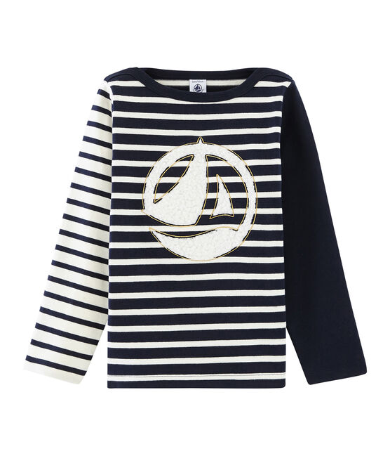Marinière enfant garçon blanc MARSHMALLOW/bleu SMOKING