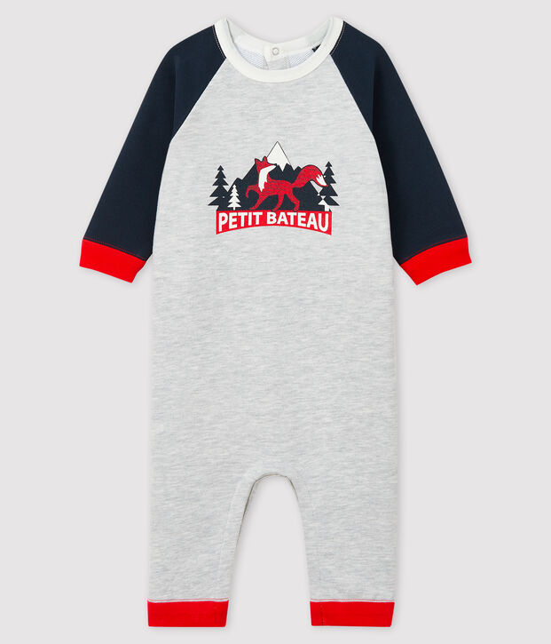 Combinaison longue b&eacute;b&eacute; gar&ccedil;on gris/bleu