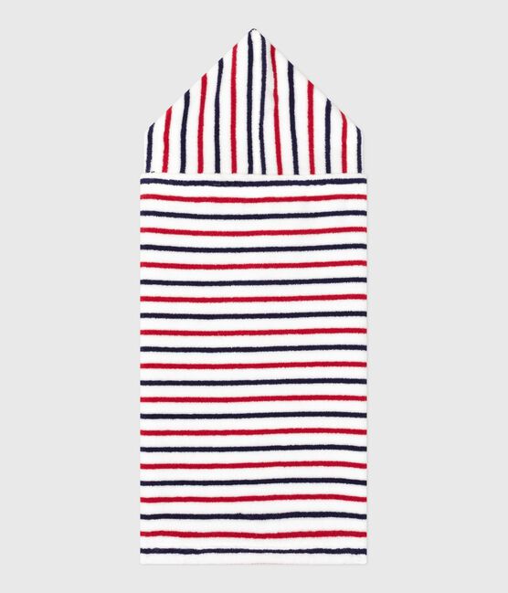 Cape de bain bébé imprimée à rayures en éponge blanc MARSHMALLOW/blanc MULTICO