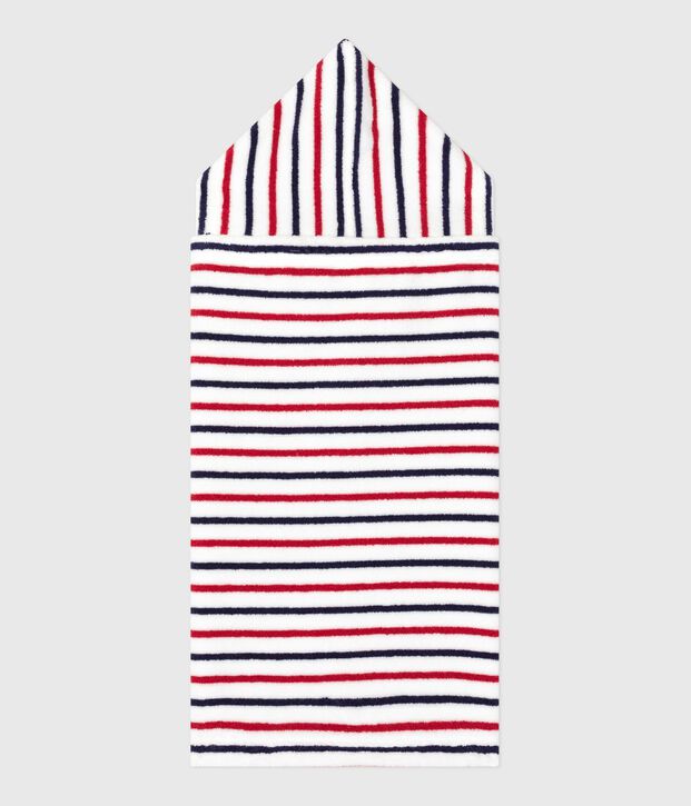 Cape de bain b&eacute;b&eacute; imprim&eacute;e &agrave; rayures en &eacute;ponge blanc/multicouleur
