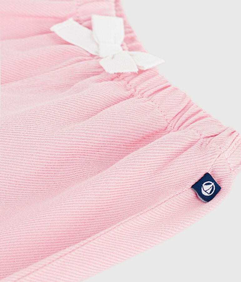 Pantalon b&eacute;b&eacute; en coton souple, uni rose MARQUISE