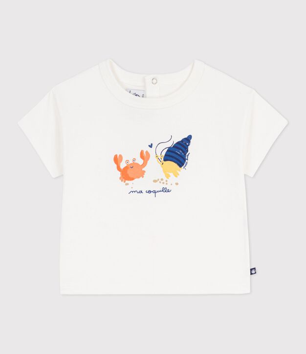 Tee-shirt b&eacute;b&eacute; en coton &agrave; manches courtes, motif mouette blanc