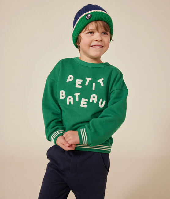 Sweatshirt en molleton enfant fille / garçon vert JARDIN