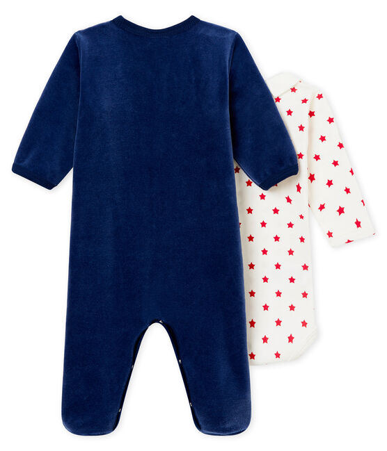 Ensemble dors bien en velours et body en côte bébé garçon variante 1