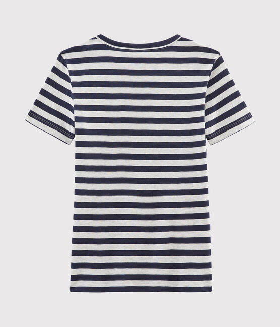 Tee shirt manches courtes iconique femme bleu SMOKING/gris BELUGA