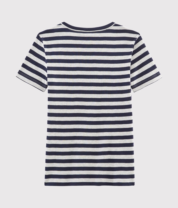 Tee shirt manches courtes iconique femme bleu/gris
