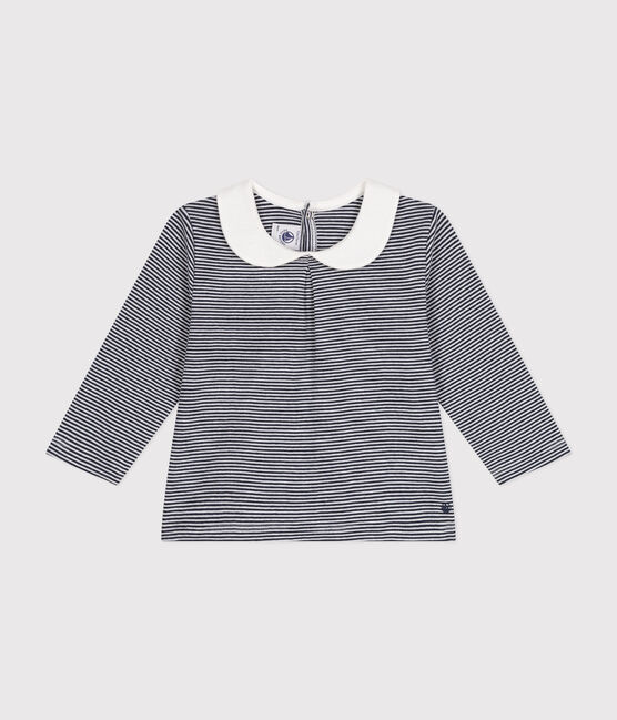 Blouse avec col en coton bébé bleu SMOKING/blanc MARSHMALLOW