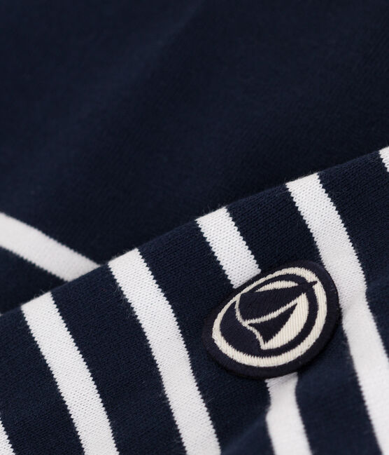 Marinière femme en coton manches longues bleu SMOKING/blanc MARSHMALLOW