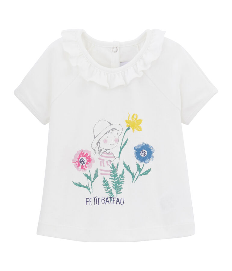Tee-shirt uni b&eacute;b&eacute; fille blanc MARSHMALLOW/blanc MULTICO