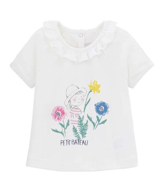 Tee-shirt uni bébé fille blanc MARSHMALLOW/blanc MULTICO