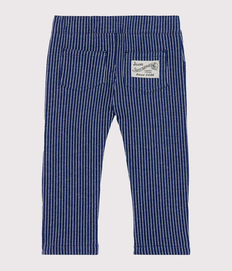 Pantalon en maille ray&eacute;e b&eacute;b&eacute; gar&ccedil;on bleu/blanc