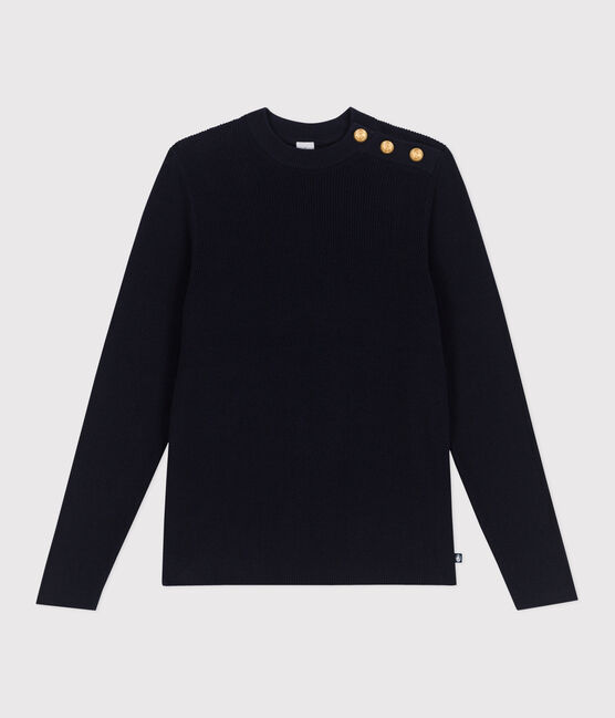 Pull marin femme en coton uni bleu SMOKING