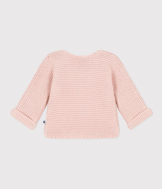 Cardigan en tricot point mousse bébé rose SALINE