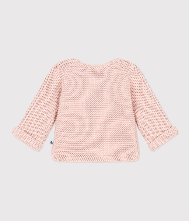 Cardigan en tricot point mousse b&eacute;b&eacute; rose