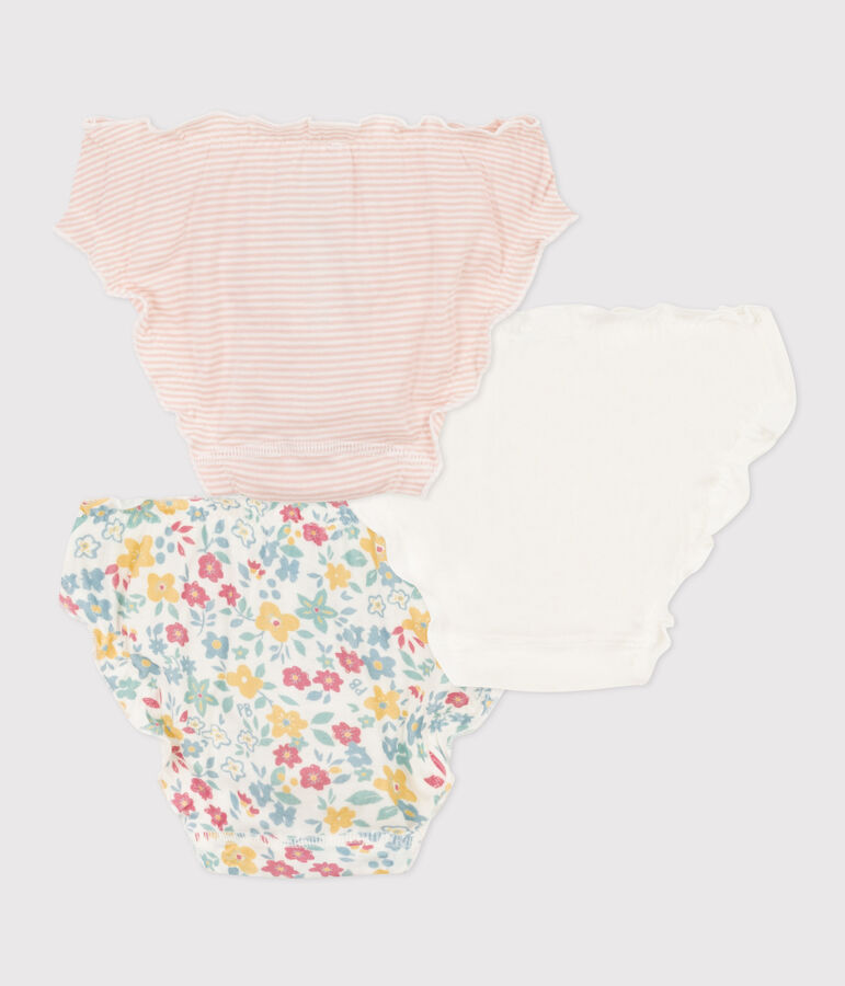 Lot de 3 culottes fleurs en coton petite fille multicouleur