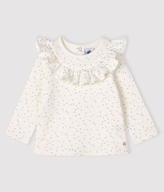 Blouse manches longues bébé fille blanc MARSHMALLOW/gris ARGENT