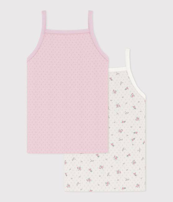 Lot de débardeurs enfant en coton ajouré imprimé fleuri variante 1