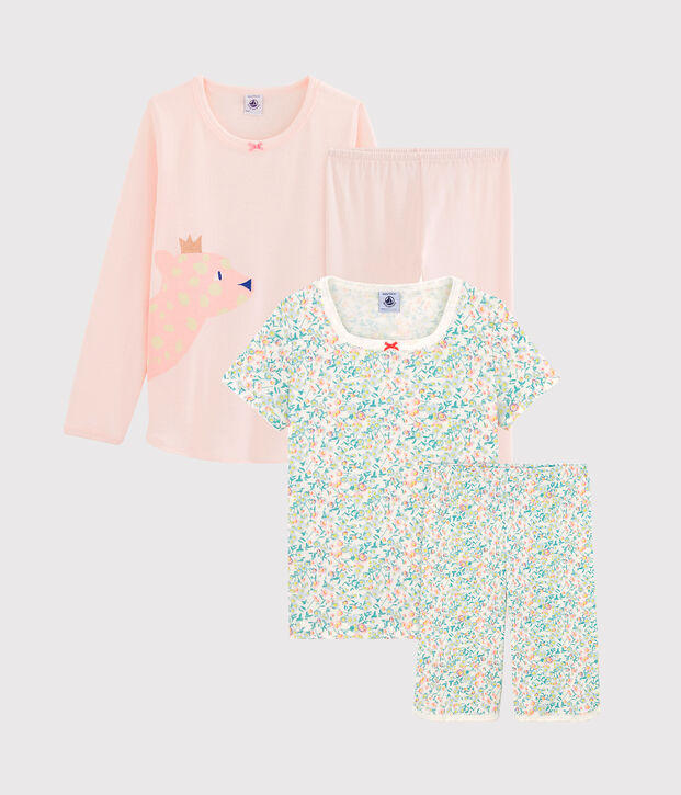 Duo pyjacourt et pyjama petite fille multicouleur