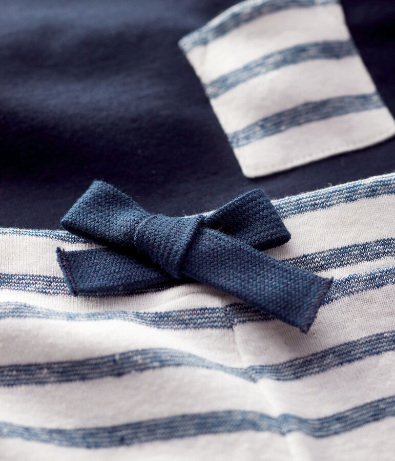 Ensemble tee-shirt/short en coton lin b&eacute;b&eacute; gar&ccedil;on bleu/blanc