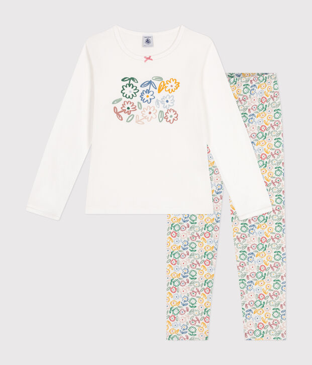 Pyjama en coton enfant blanc/multicouleur