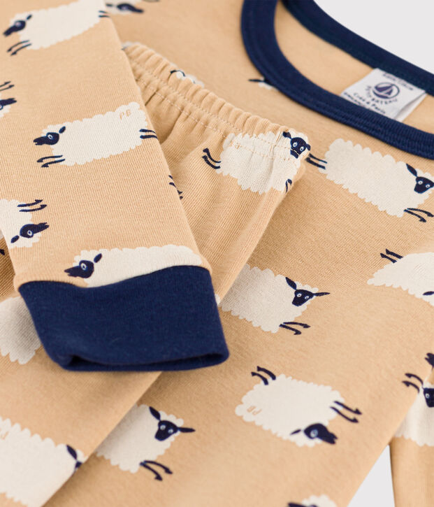 Pyjama ajust&eacute;  en coton enfant beige/multicouleur