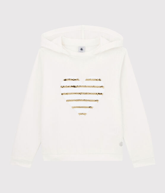 Tee-shirt à capuche enfant fille blanc MARSHMALLOW