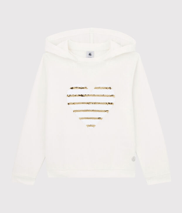 Tee-shirt &agrave; capuche enfant fille blanc