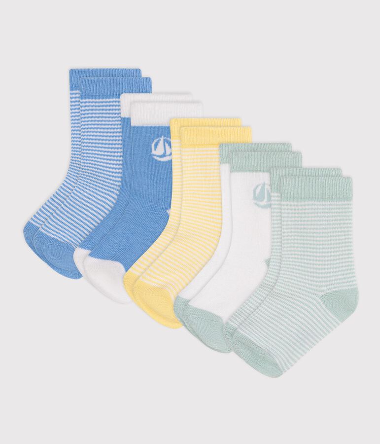 5 paires de chaussettes b&eacute;b&eacute; en coton &agrave; rayures multicouleur
