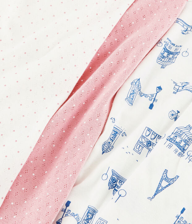 Lot de 2 pyjamas petite fille en c&ocirc;te multicouleur