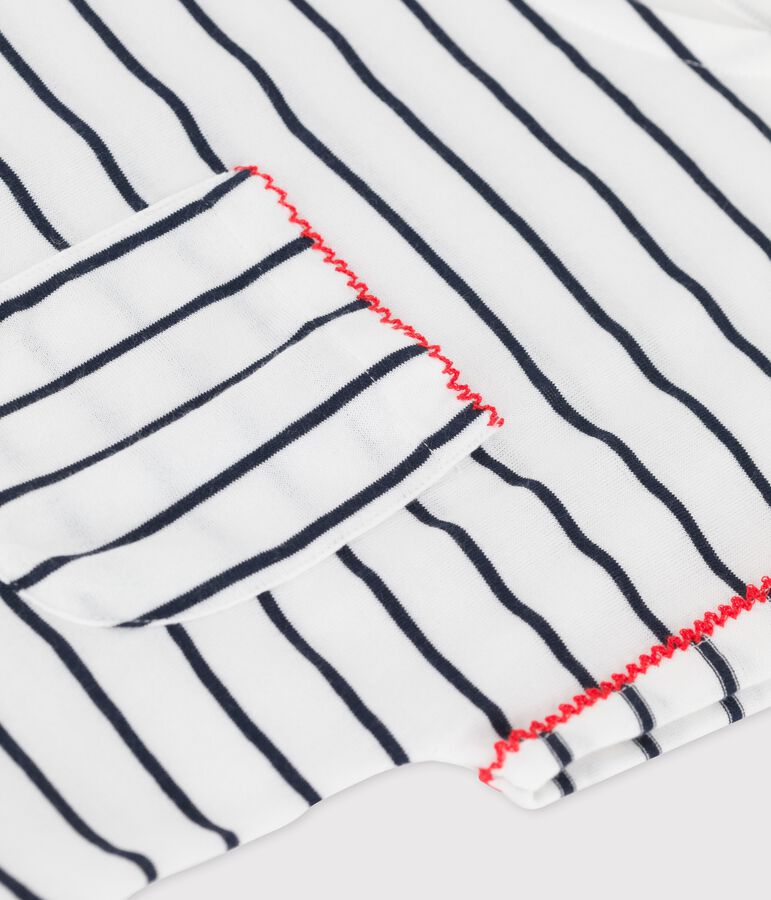 Robe manches courtes en coton enfant fille blanc MARSHMALLOW/bleu SMOKING