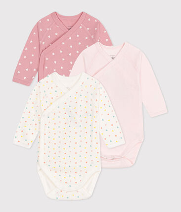 Lot de 3 bodies croisés manches longues en coton imprimé bébé