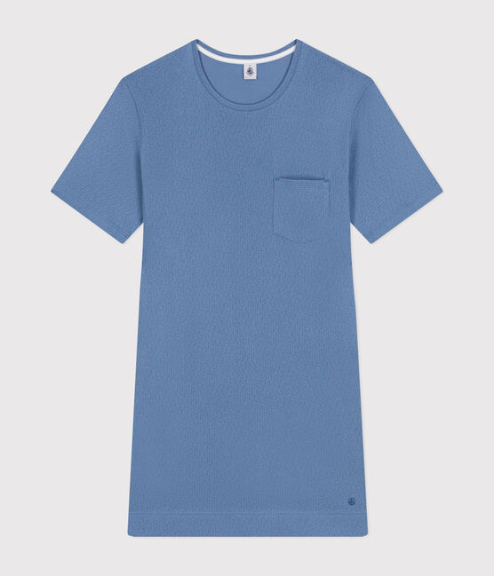 Chemise de nuit en coton ajouré femme bleu BEACH