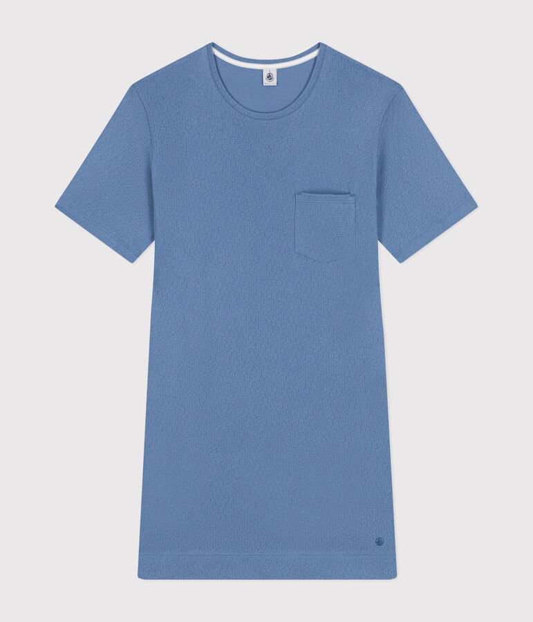 Chemise de nuit en coton ajour&eacute; femme bleu BEACH