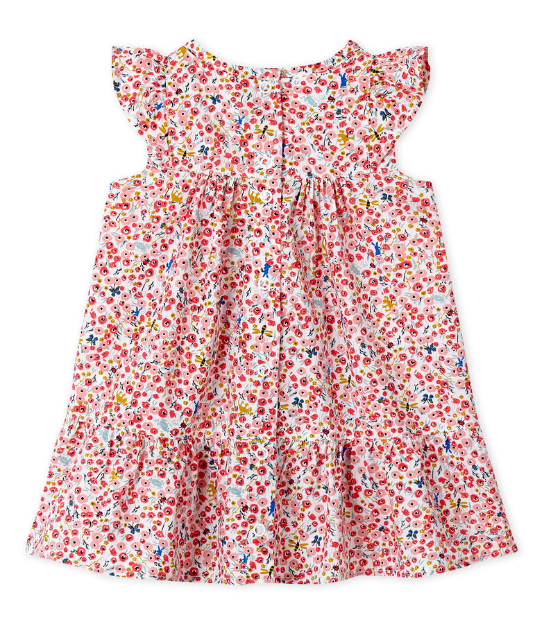 Robe manches courtes imprim&eacute;e b&eacute;b&eacute; fille blanc MARSHMALLOW/blanc MULTICO