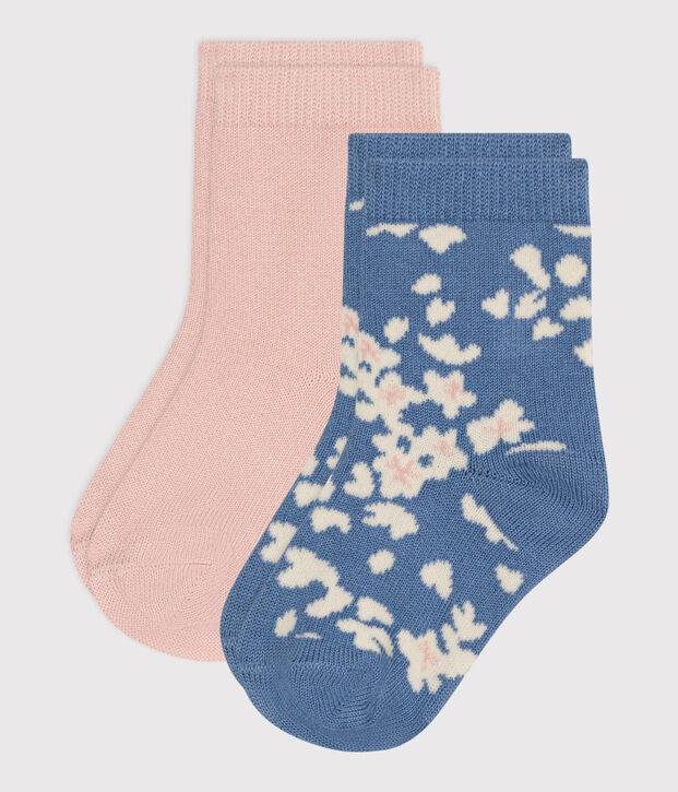 2 paires de chaussettes en coton fleurs b&eacute;b&eacute; multicouleur