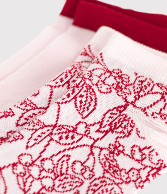 2 paires de chaussettes enfant fille en coton imprimé à fleurs variante 1