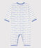 Dors-bien sans pieds jacquard en coton blanc MARSHMALLOW/bleu PERSE