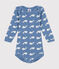 Body manches longues en coton bébé bleu BEACH/ MARSHMALLOW