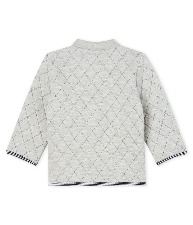 Cardigan b&eacute;b&eacute; gar&ccedil;on en tubique matelass&eacute; gris