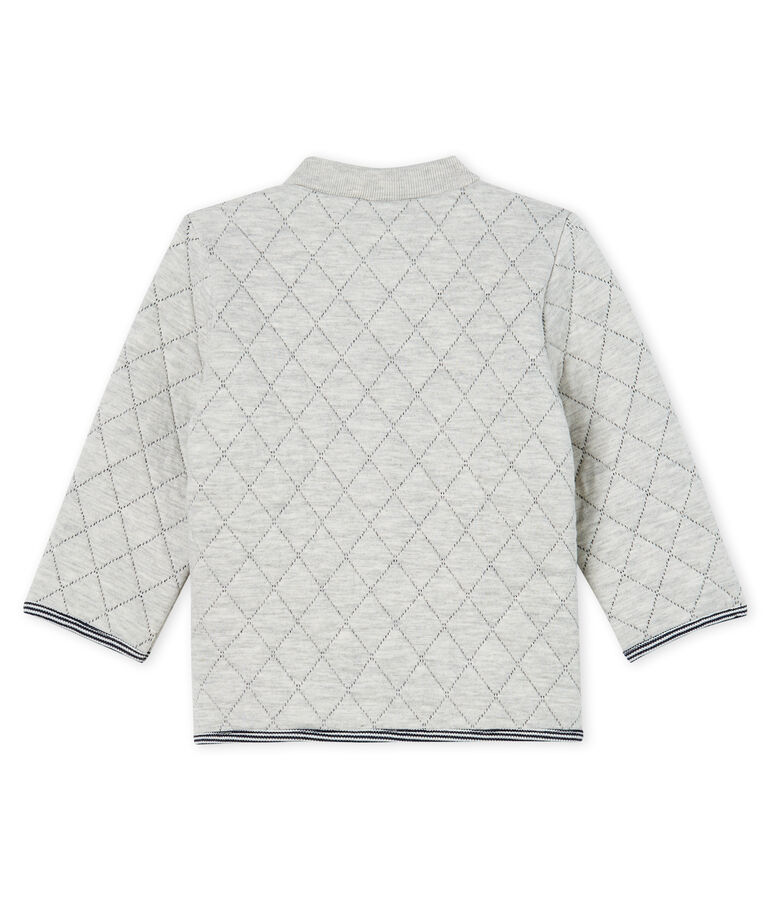 Cardigan b&eacute;b&eacute; gar&ccedil;on en tubique matelass&eacute; gris