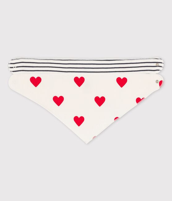 Lot de 2 bandanas-bavoirs bébé cœur en coton variante 1