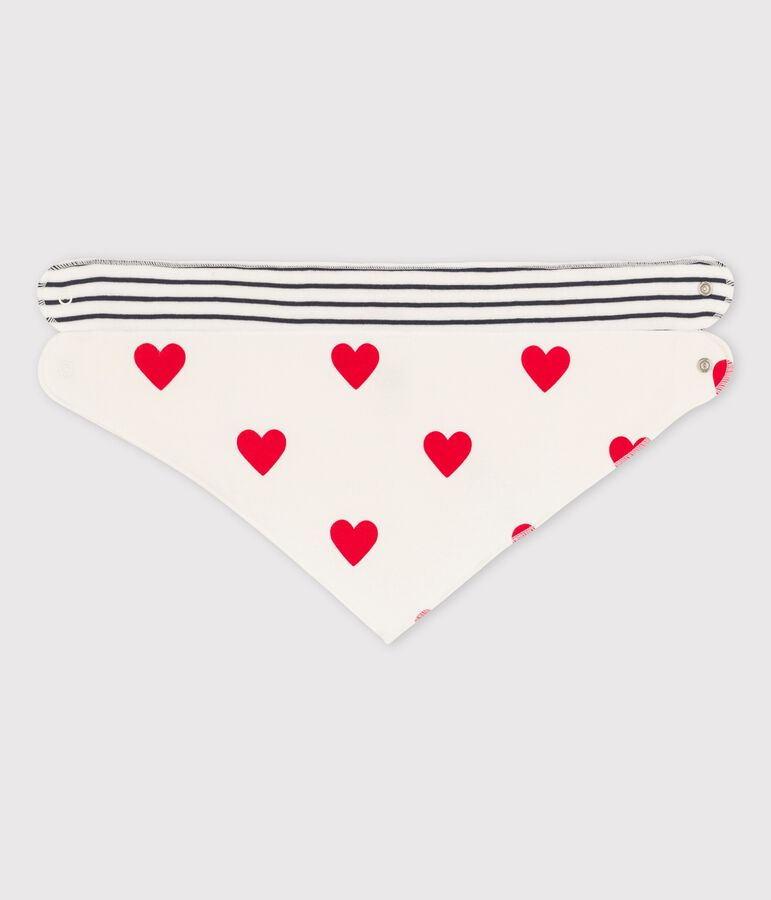 Lot de 2 bandanas-bavoirs b&eacute;b&eacute; c&oelig;ur en coton multicouleur
