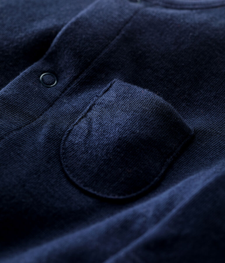 Combinaison longue unie en tubique bio b&eacute;b&eacute; bleu